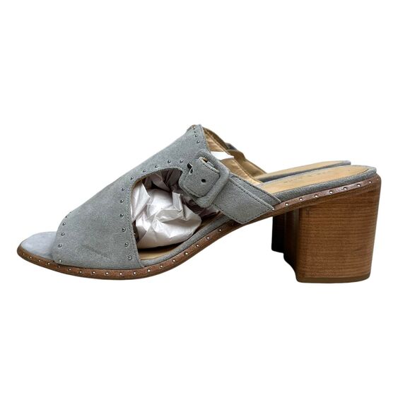Rag & Bone Womens Mule Sandals Suede Metal Studded Trim Block Heel Gray EUR40 - Picture 3 of 9